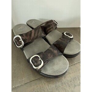 Dansko Sophie Slide Sandals Black/Brown Animal Print - Size 38 US 7.5/8